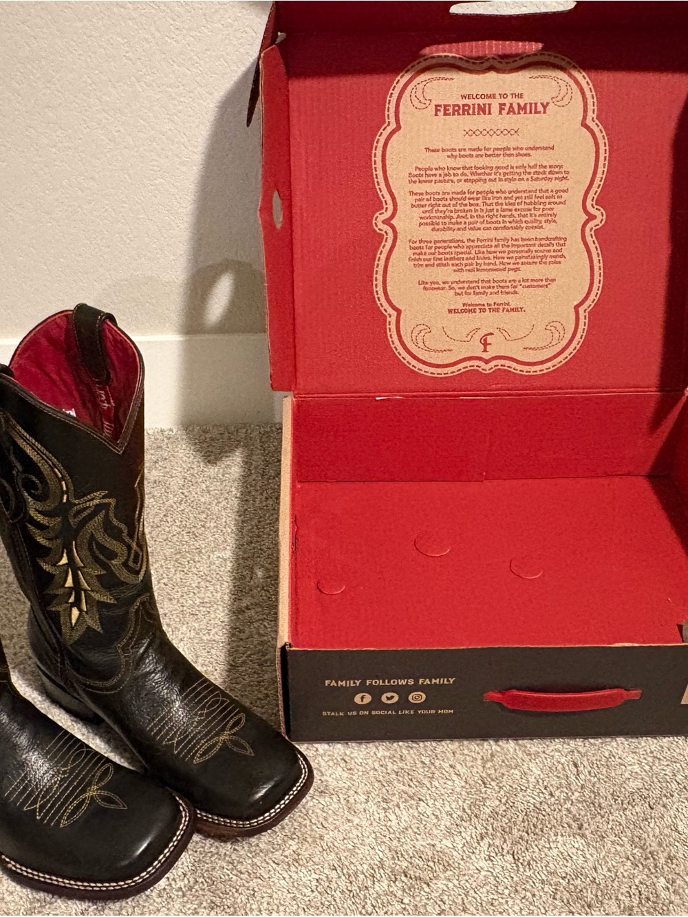 Ferrini Black and Red Western Leather Boots